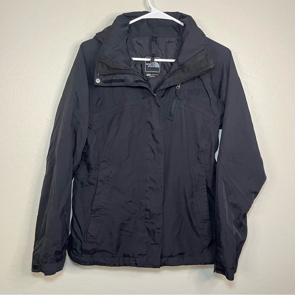 The North Face Rain Jacket Windbreaker Hooded Zip Up Nylon Black Women S - Picture 7 of 7
